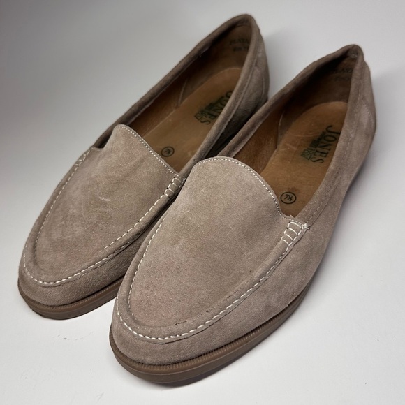 Jones Bootmaker Loafers Shoes Men's 7.5 Playa Tan Suede England Preppy Leather - Picture 2 of 14